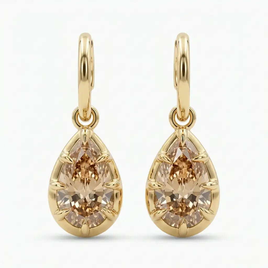 The Golden Hour Drop Earrings — Gold pair, detail 1