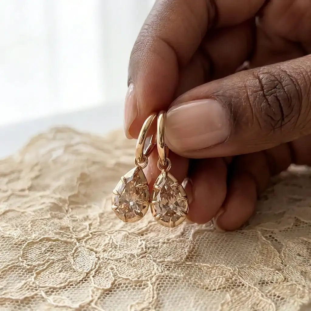 The Golden Hour Drop Earrings — Gold pair, detail 2