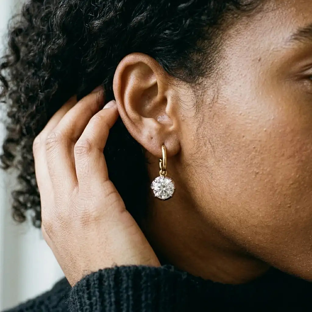 The Lumière Moissanite Drop Earrings — product view 2