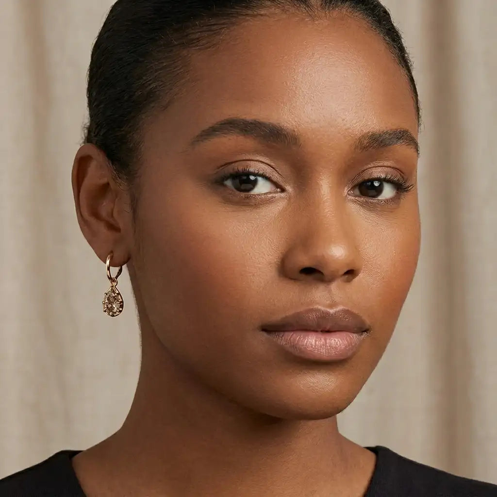 The Golden Hour Drop Earrings — Gold pair, detail 3