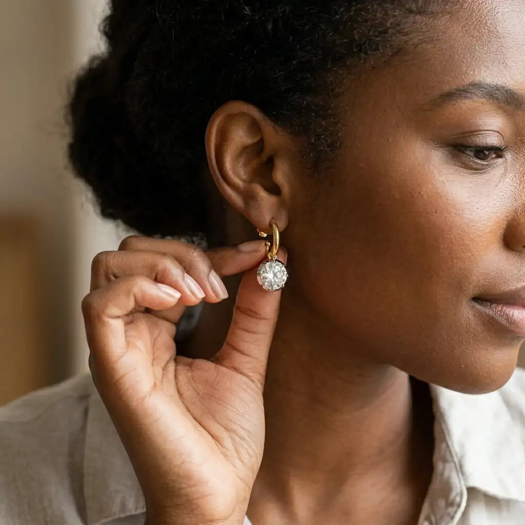 The Lumière Moissanite Drop Earrings — product view 3
