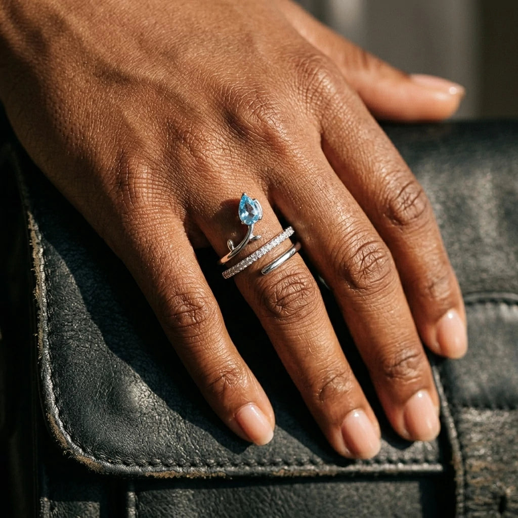 The Blue Drop Open Ring