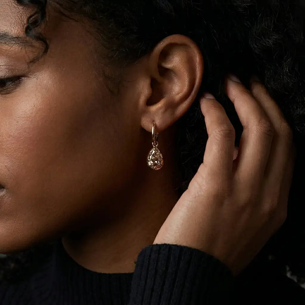 The Golden Hour Drop Earrings — Gold pair, detail 4