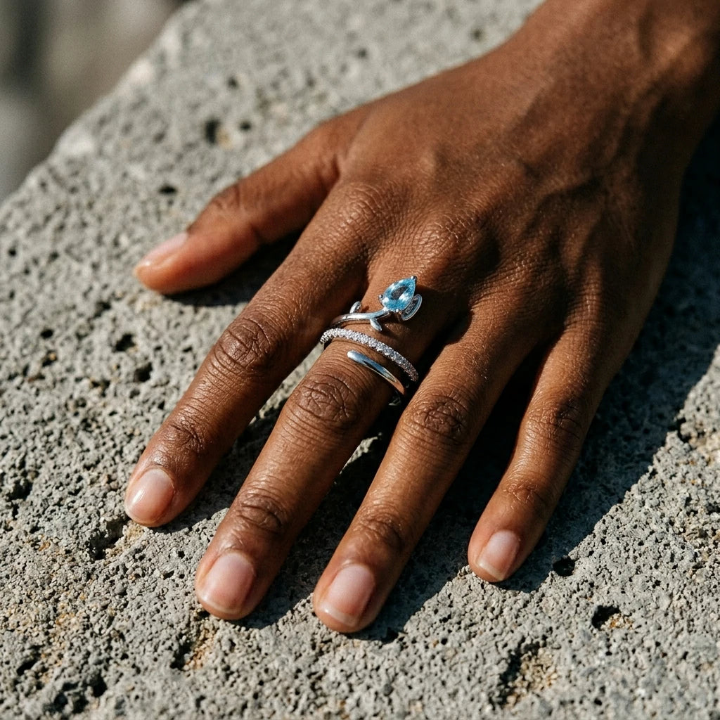 The Blue Drop Open Ring