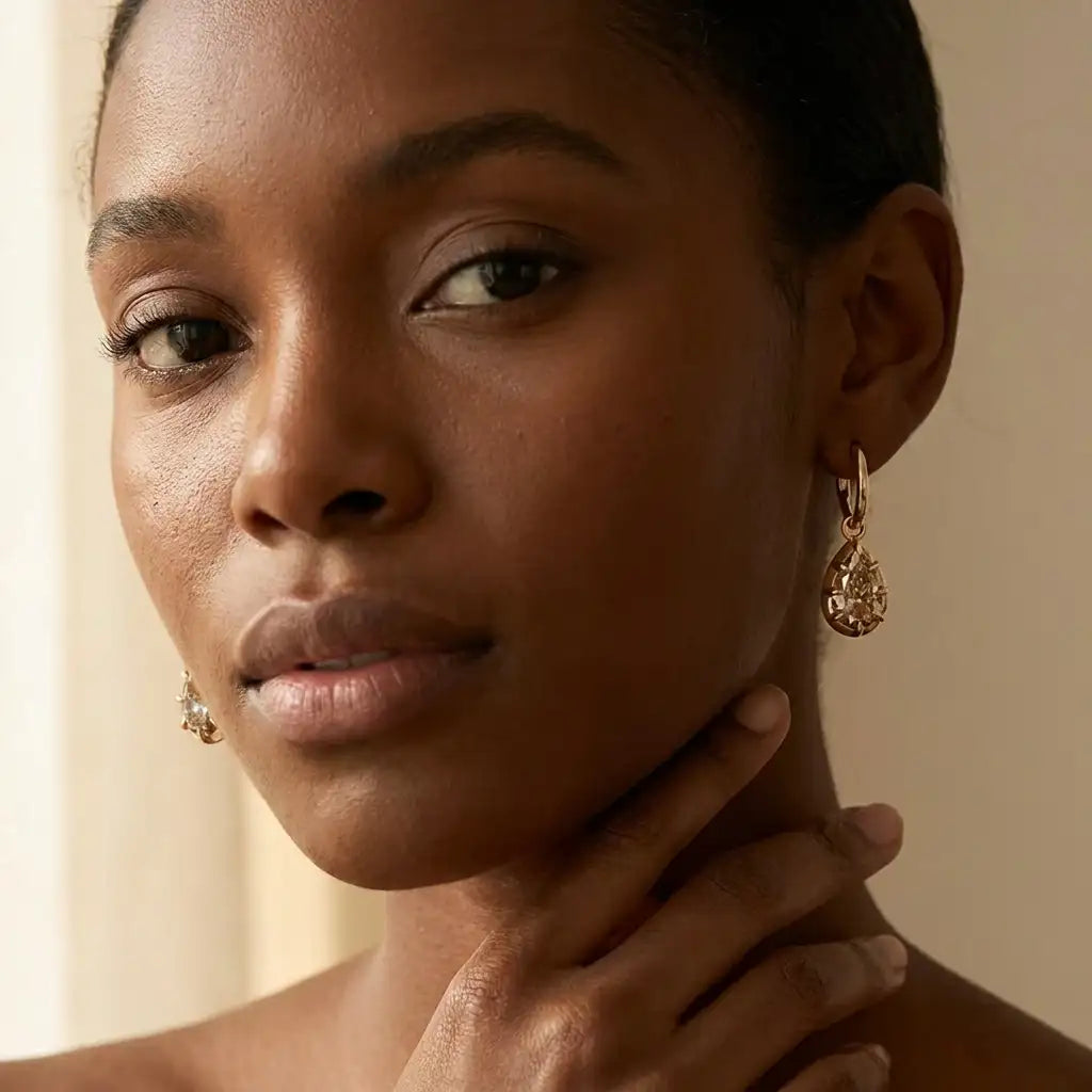 The Golden Hour Drop Earrings — Gold pair, detail 5