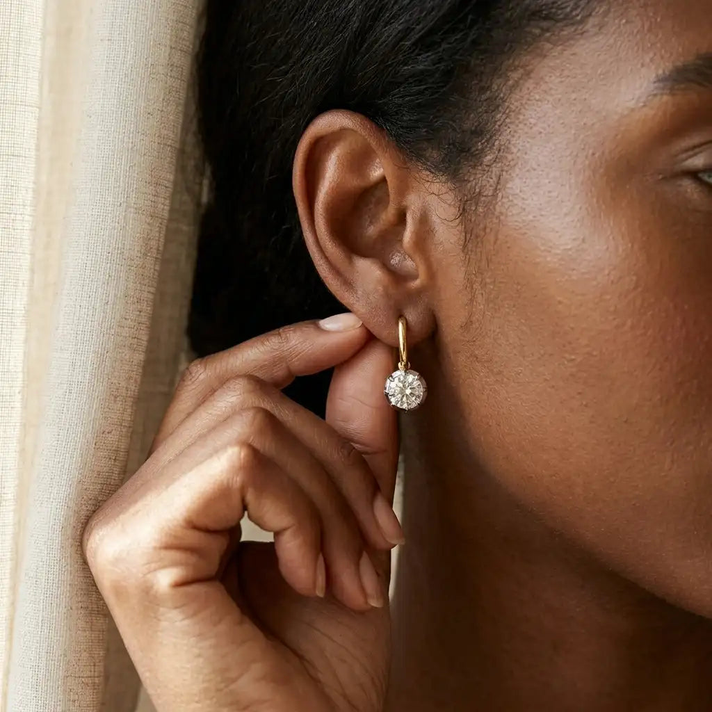 The Lumière Moissanite Drop Earrings — product view 8