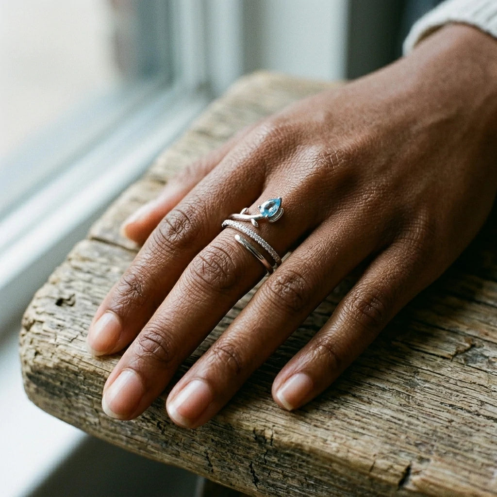 The Blue Drop Open Ring