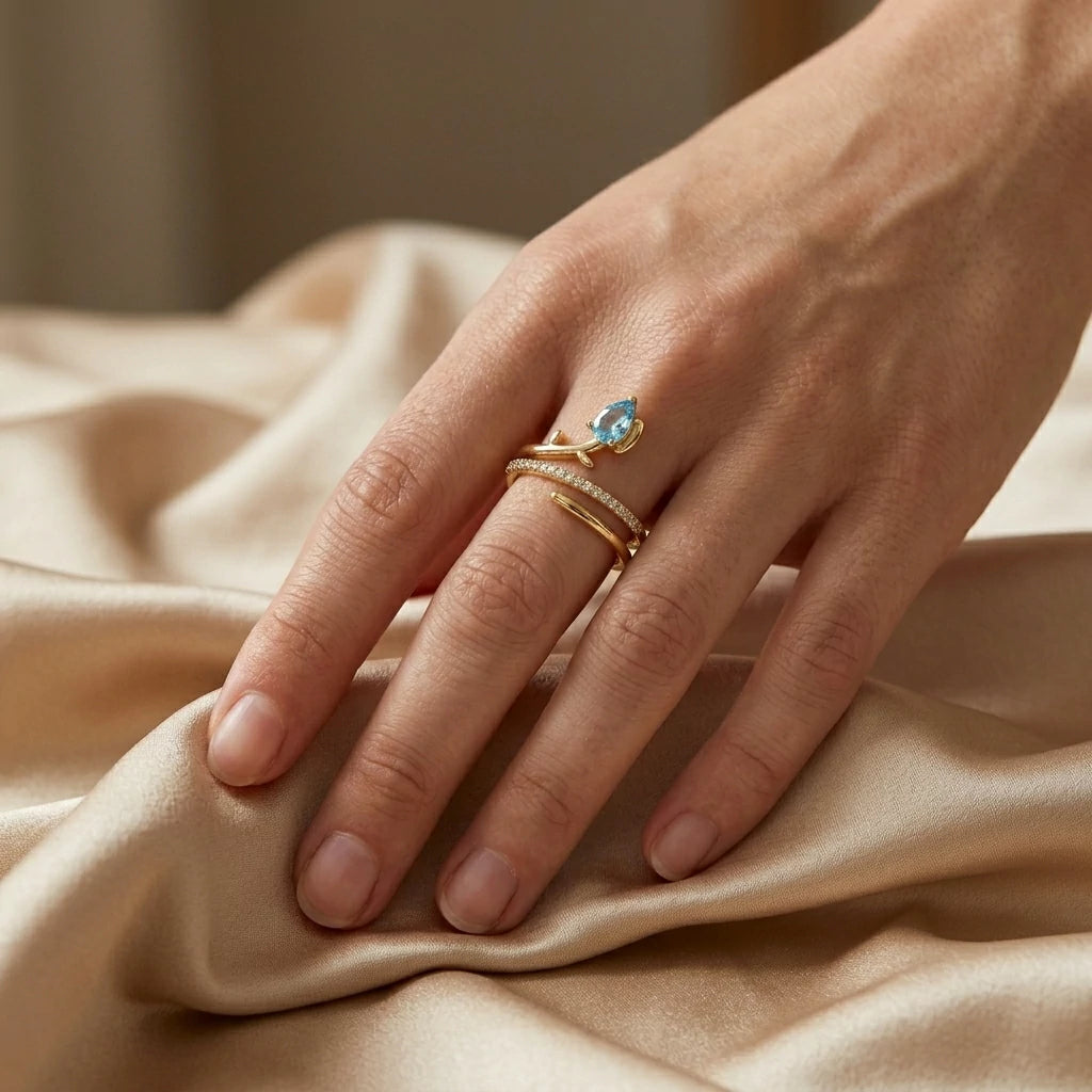 The Blue Drop Open Ring