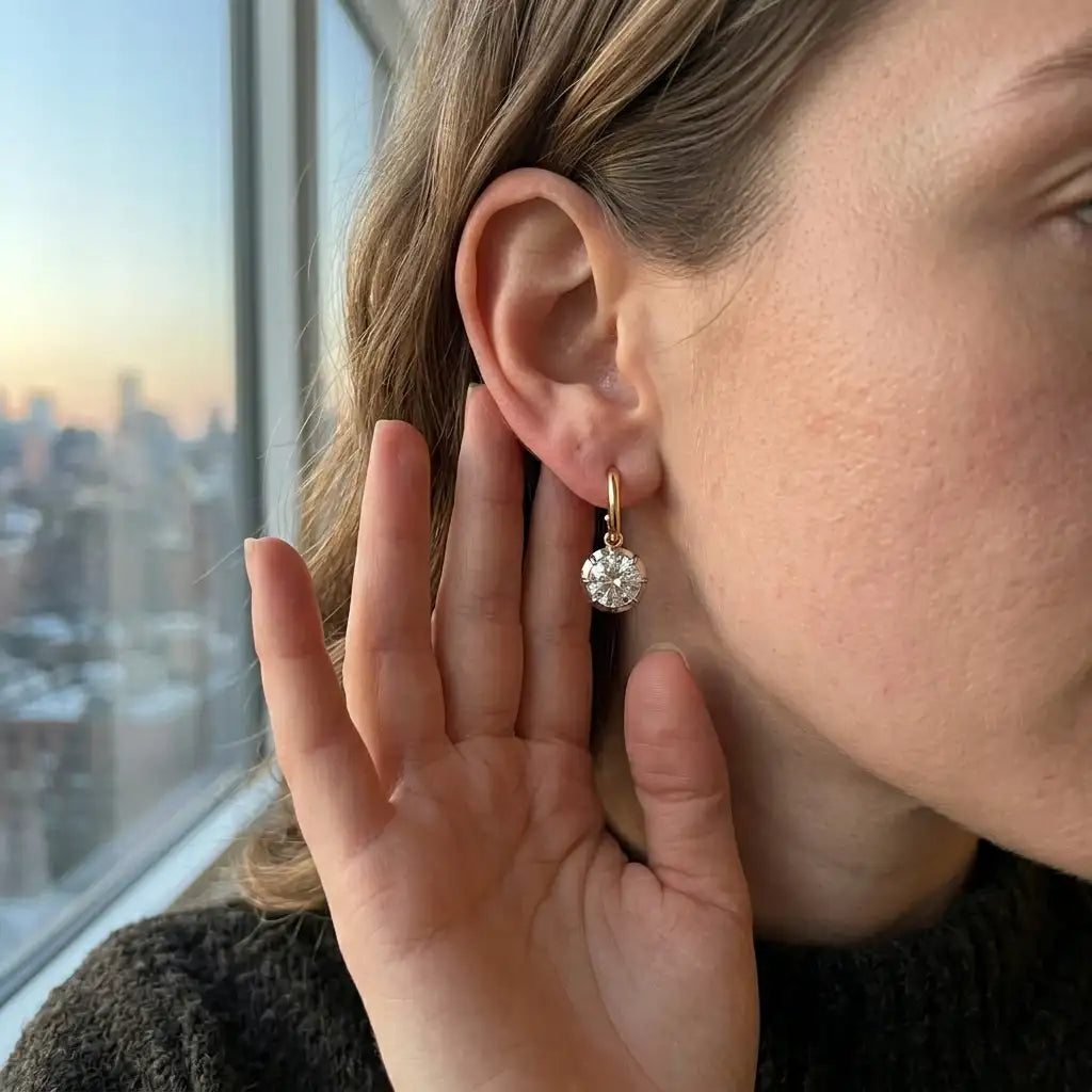 The Lumière Moissanite Drop Earrings — product view 11