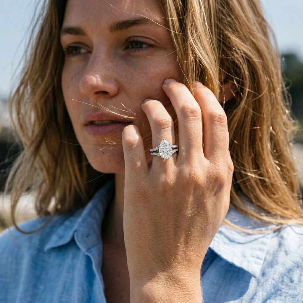 The Pearline Split Band Ring — 2ct Moissanite
