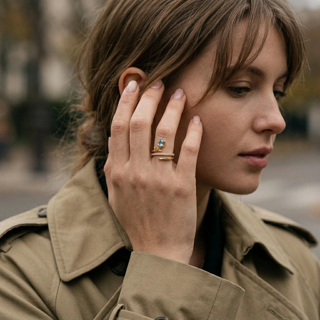 The Blue Drop Open Ring