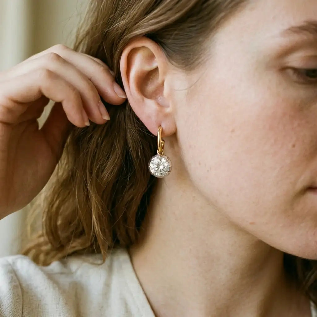 The Lumière Moissanite Drop Earrings — product view 13