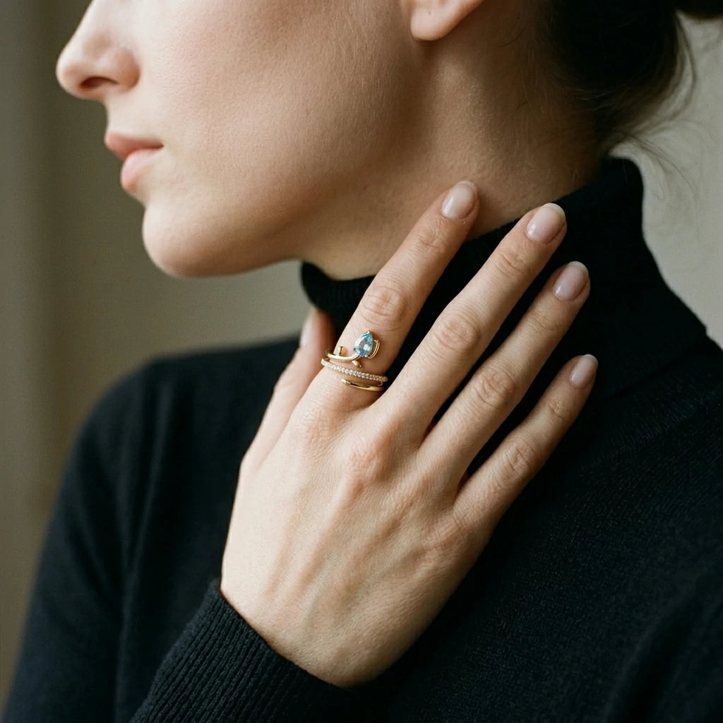 The Blue Drop Open Ring
