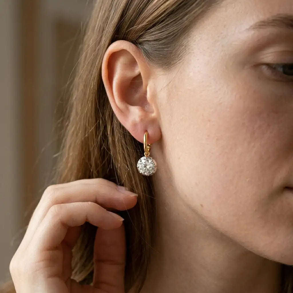 The Lumière Moissanite Drop Earrings — product view 14