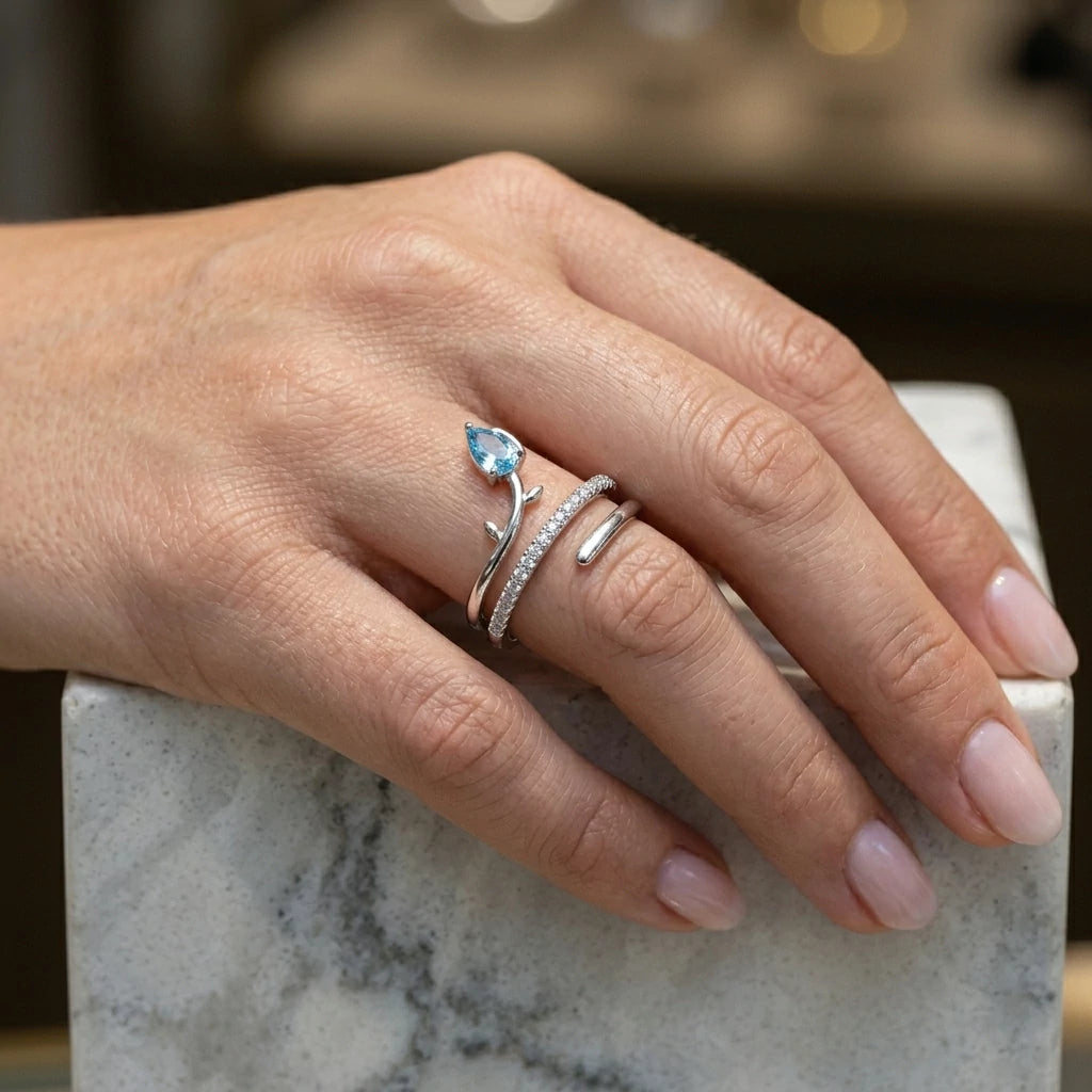 The Blue Drop Open Ring
