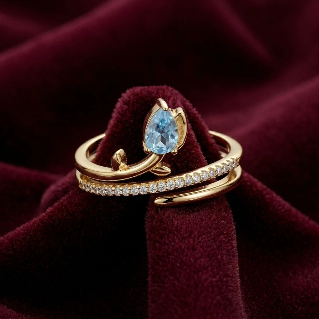 The Blue Drop Open Ring