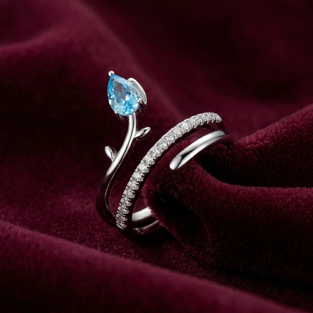 The Blue Drop Open Ring