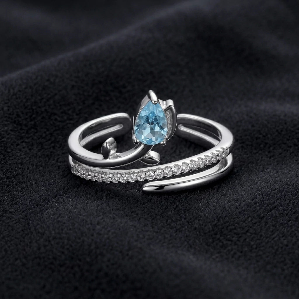 The Blue Drop Open Ring