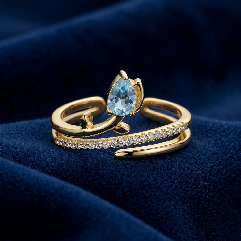 The Blue Drop Open Ring