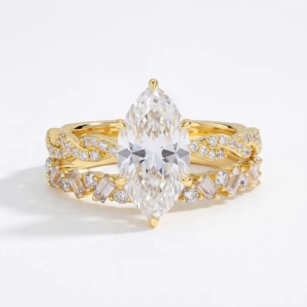 The Marquise Promise Ring — Gold ring set