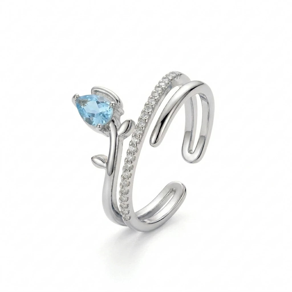 The Blue Drop Open Ring