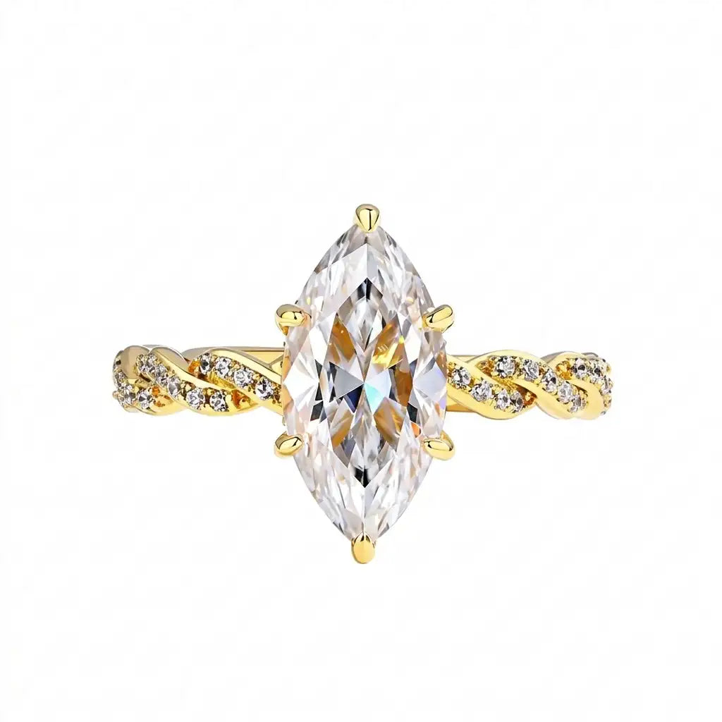 The Marquise Promise Ring — Gold main ring