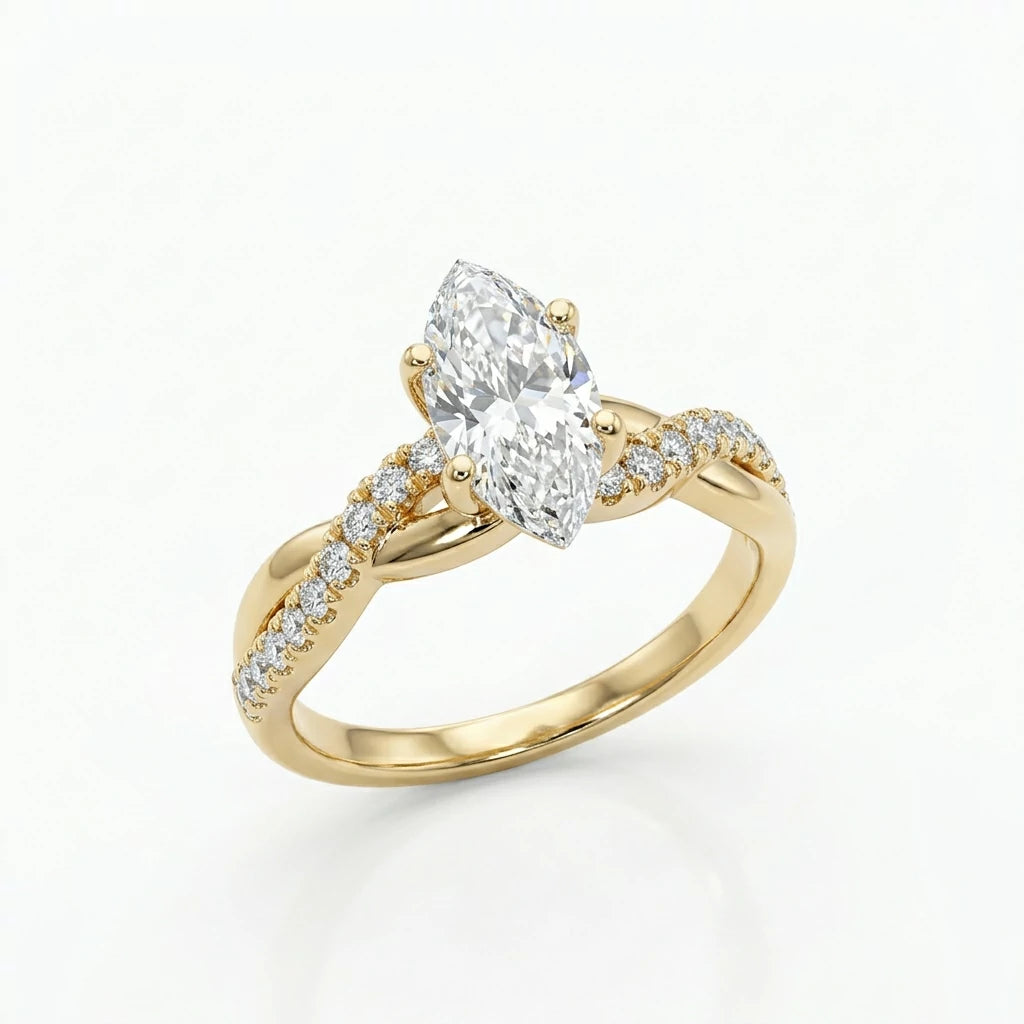 The Marquise Twist Ring — 1ct Moissanite