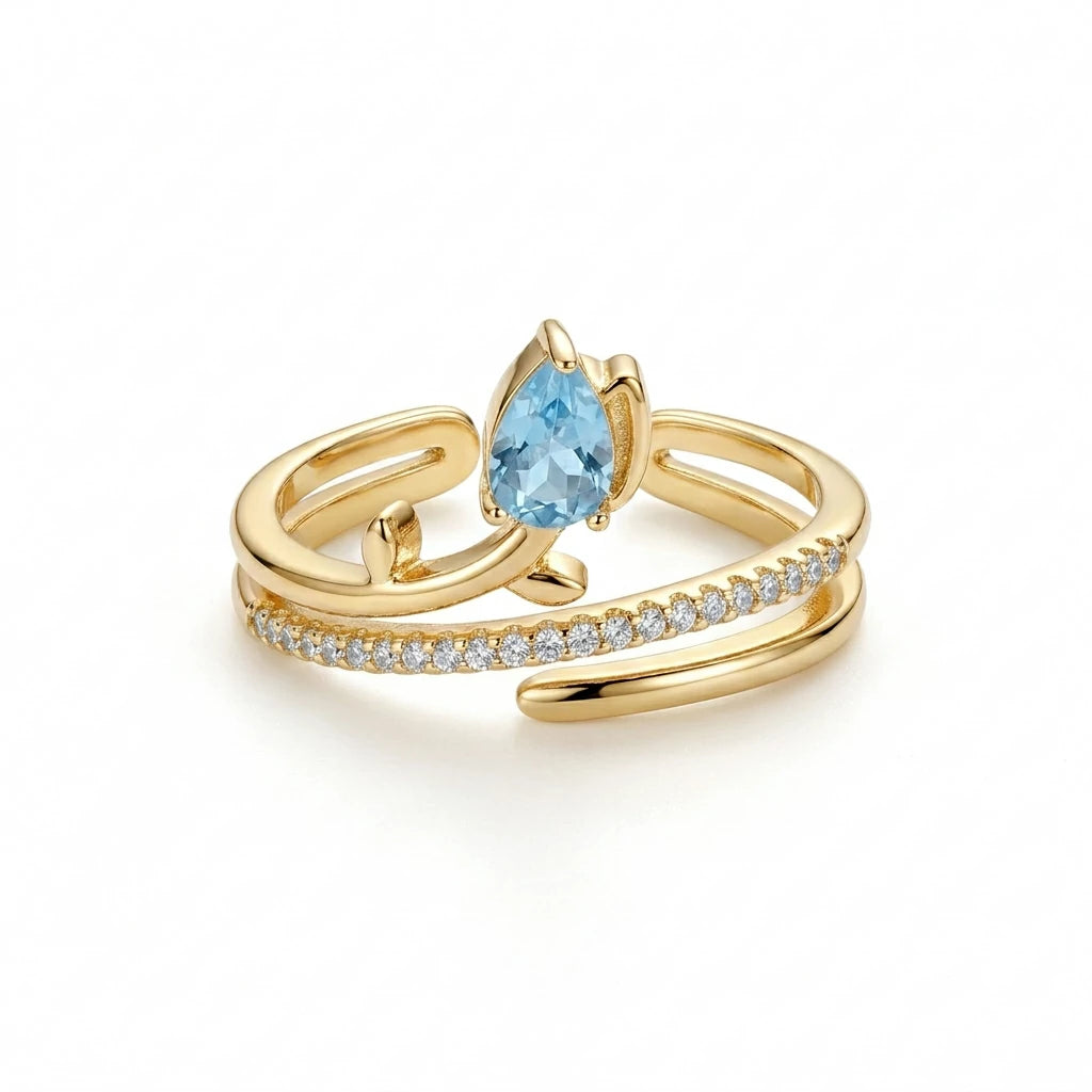 The Blue Drop Open Ring