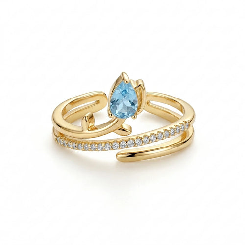 The Blue Drop Open Ring