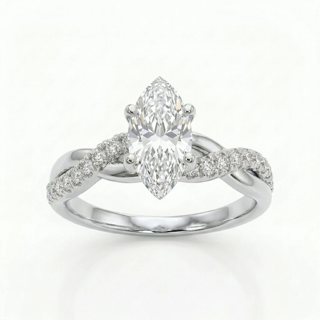The Marquise Twist Ring — 1ct Moissanite