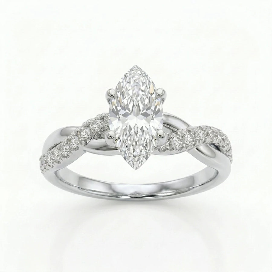 The Marquise Twist Ring — 1ct Moissanite