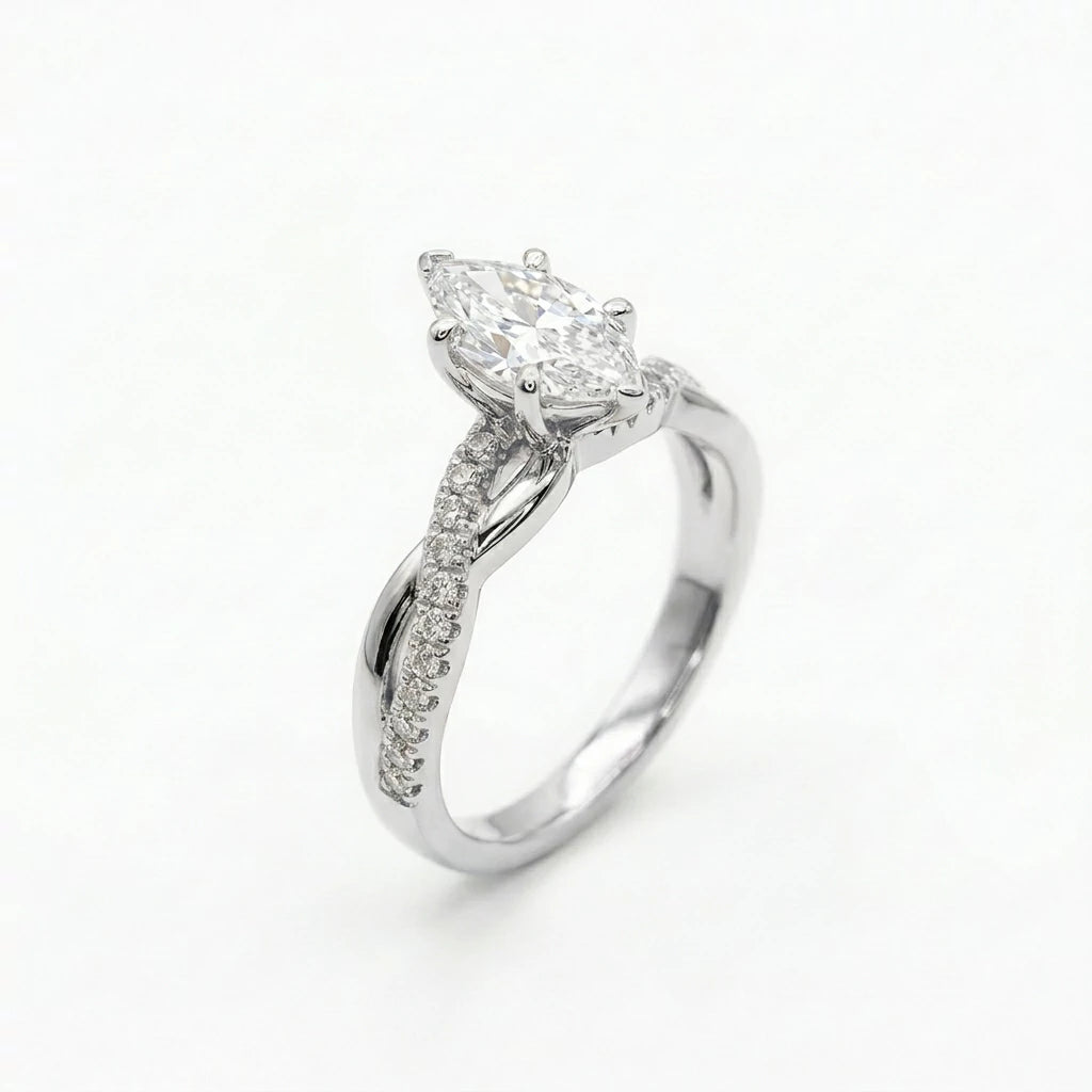 The Marquise Twist Ring — 1ct Moissanite