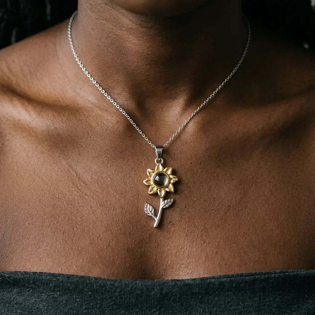 The Sunflower Memory Photo Necklace — product view 2