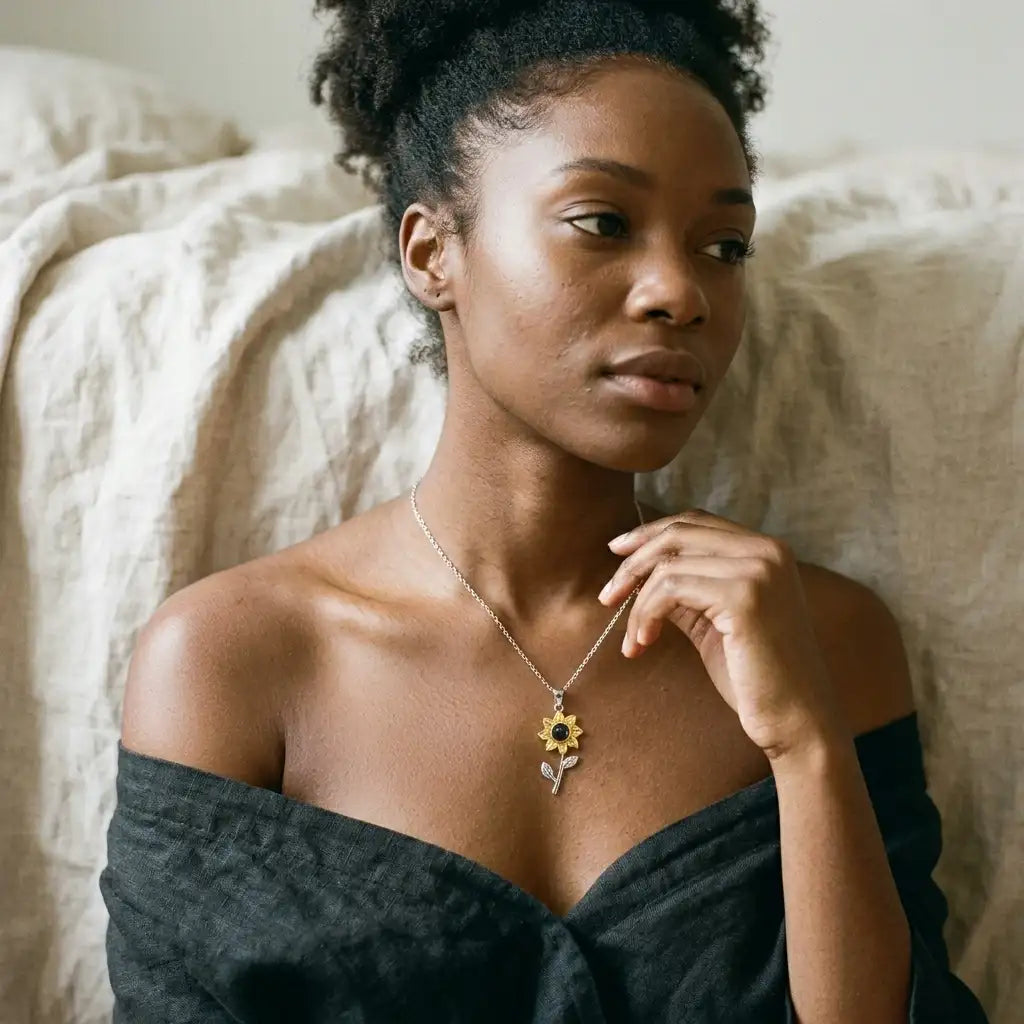 The Sunflower Memory Photo Necklace — product view 3