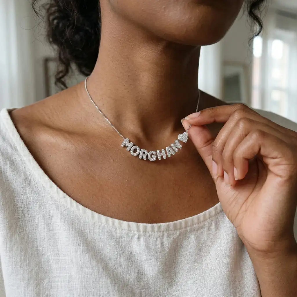 The Heartletter Pavé Name Necklace — product view 5