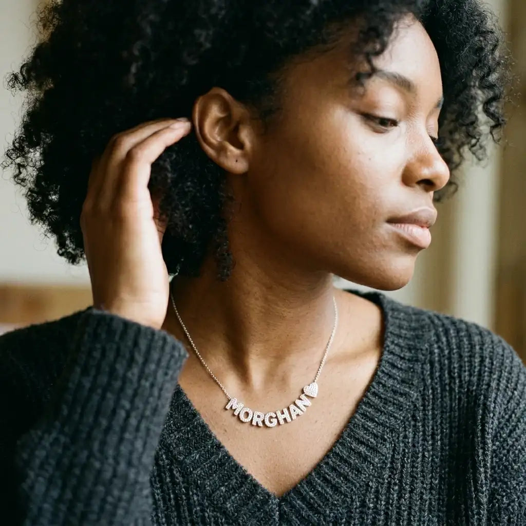 The Heartletter Pavé Name Necklace — product view 6