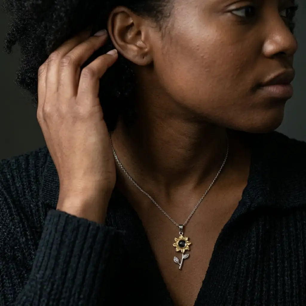 The Sunflower Memory Photo Necklace — product view 5