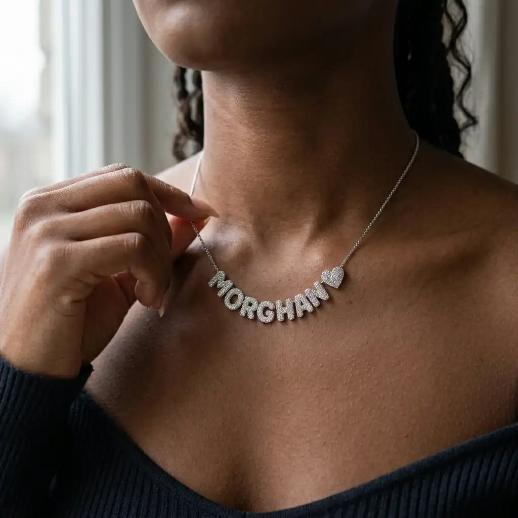 The Heartletter Pavé Name Necklace — product view 7
