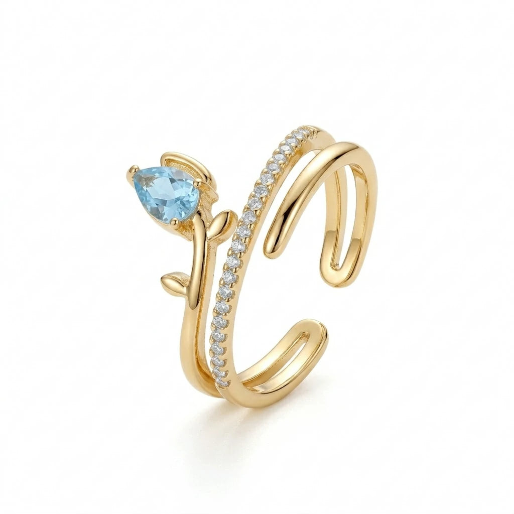 The Blue Drop Open Ring