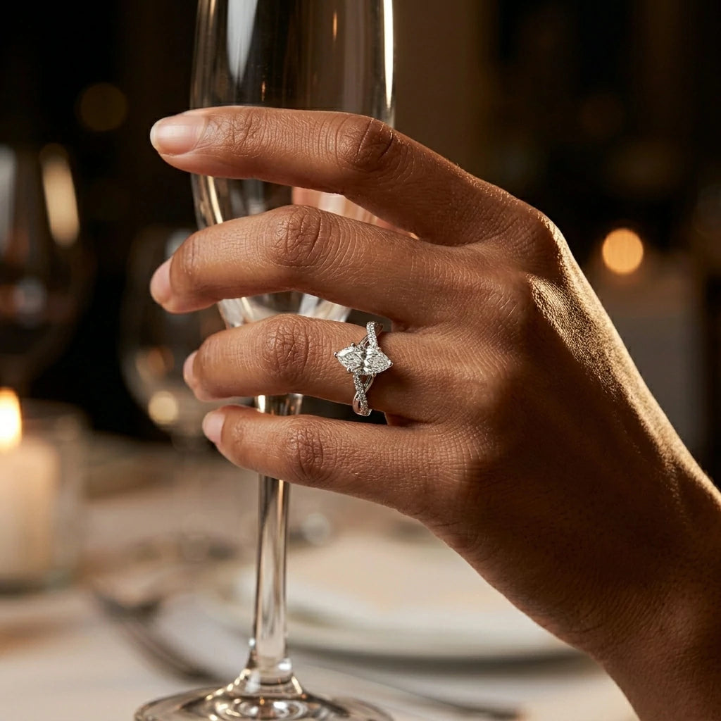 The Marquise Twist Ring — 1ct Moissanite
