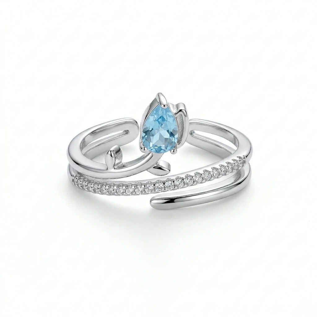 The Blue Drop Open Ring
