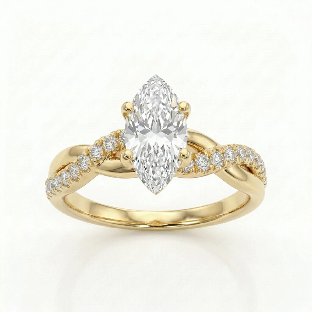 The Marquise Twist Ring — 1ct Moissanite
