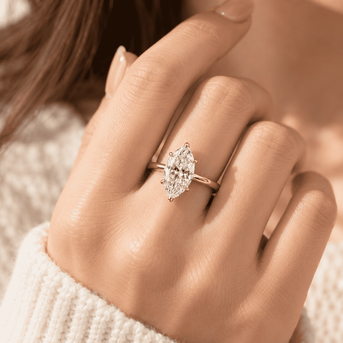 The Elan Marquise Solitaire Ring — product view 10