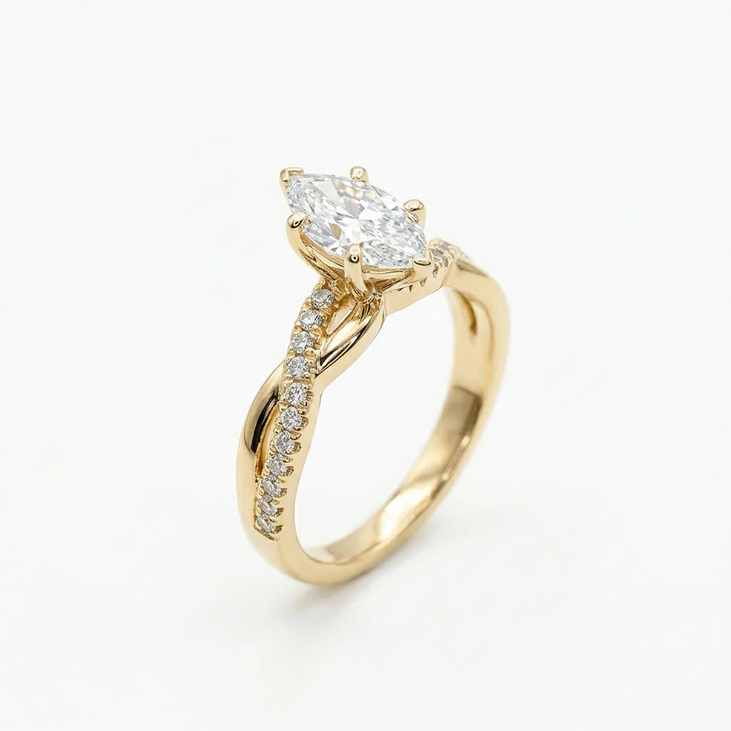 The Marquise Twist Ring — 1ct Moissanite