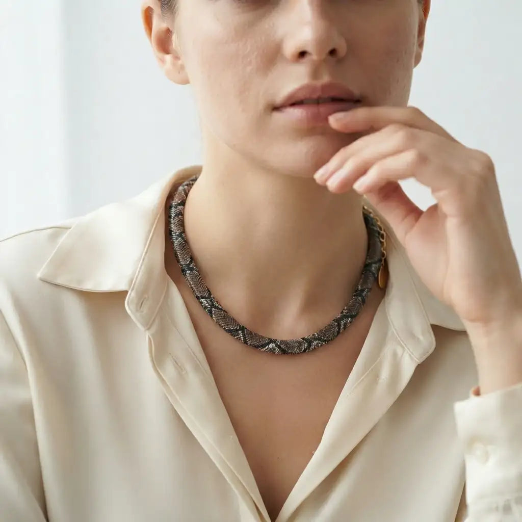 The Serpentine Texture Necklace — product view 17