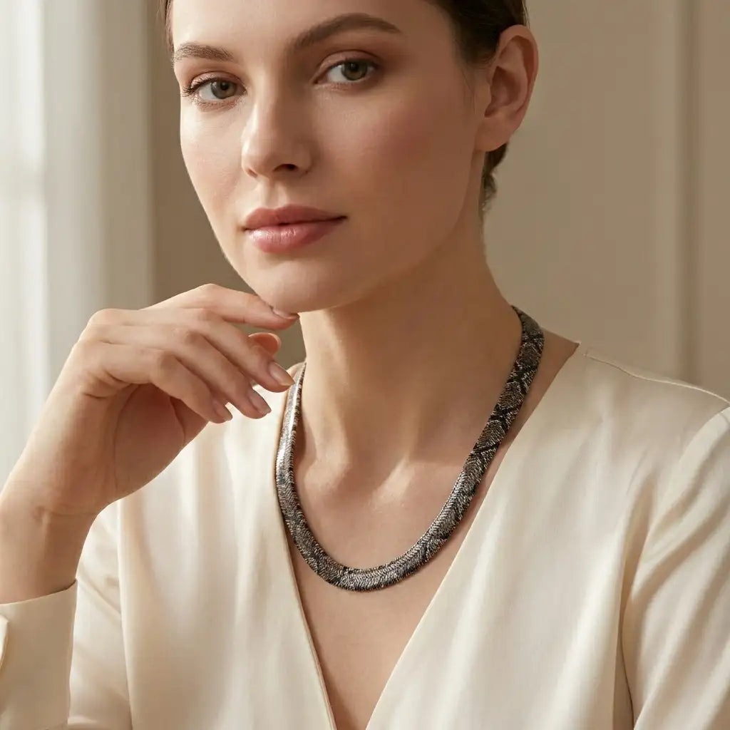 The Serpentine Texture Necklace — product view 12