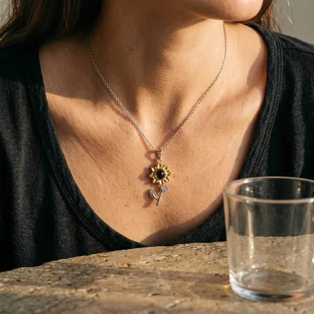 The Sunflower Memory Photo Necklace — product view 7