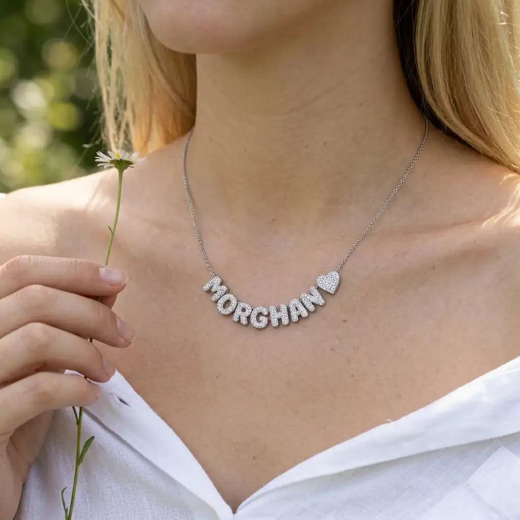 The Heartletter Pavé Name Necklace — product view 9