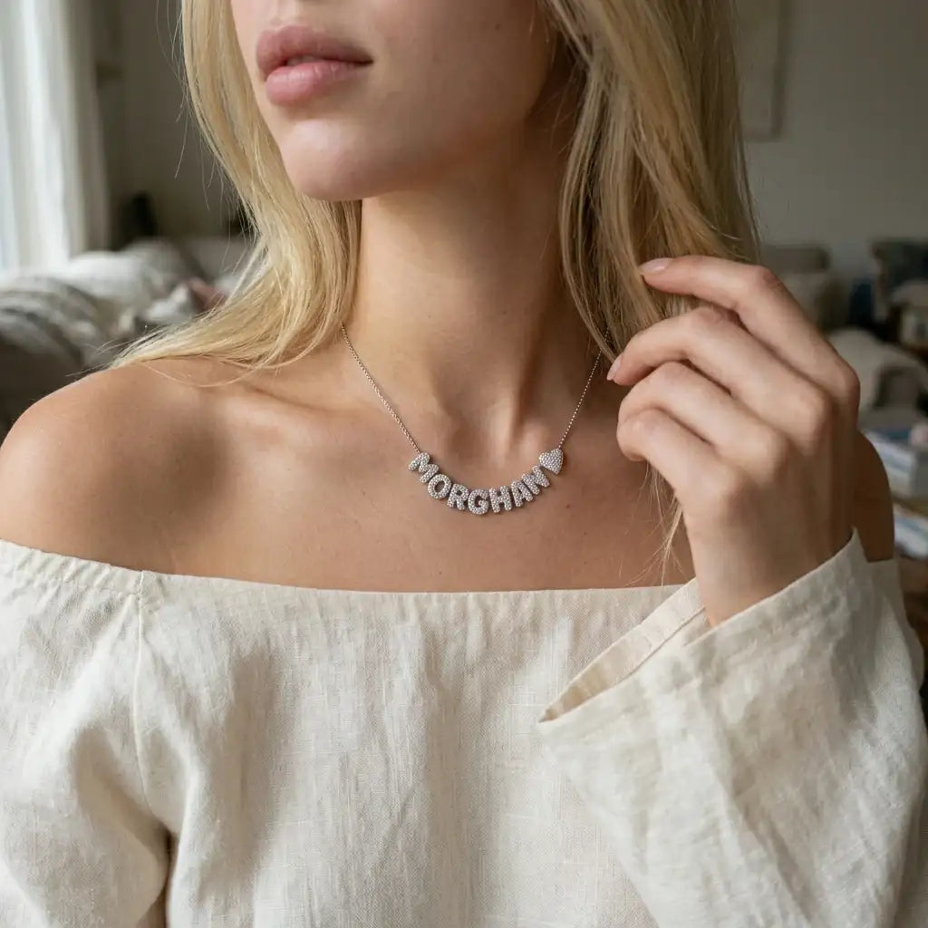 The Heartletter Pavé Name Necklace — product view 11