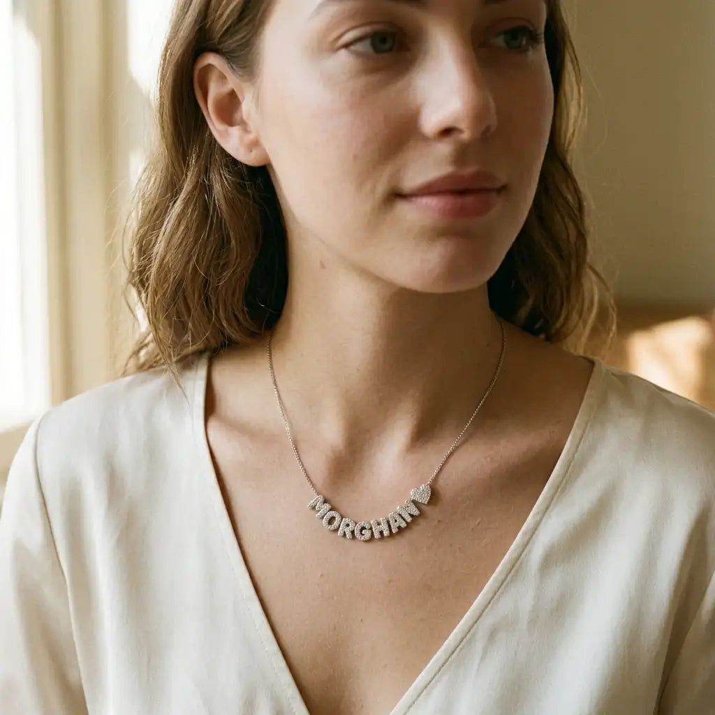 The Heartletter Pavé Name Necklace — product view 12
